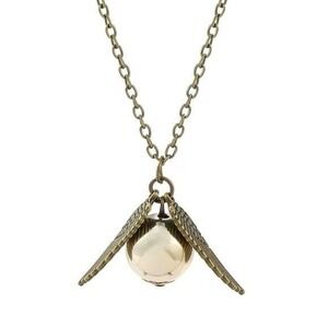 Harry Potter Golden Snitch Inspired Wing Pendant Necklace Fantasy Jewelry Bronze